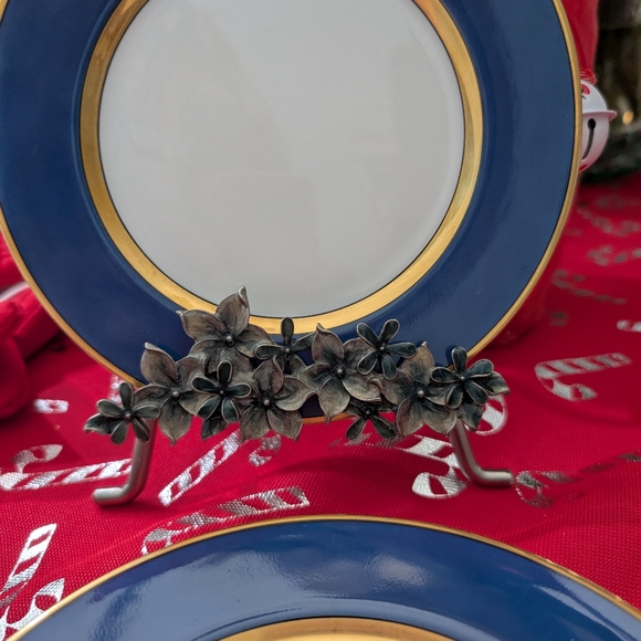 (4) Fitz & Floyd Renaissance Dark Blue Porcelain Bread And Butter Plates - Picture 2 of 3